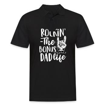Rocking the bonus dad life - Stiefvater Geschenk - Männer Poloshirt - Schwarz - Vorne - Kai (181cm)