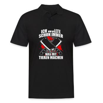 Was mit Tieren machen - Metzger Fleischer - Männer Poloshirt - Schwarz - Vorne - Kai (181cm)