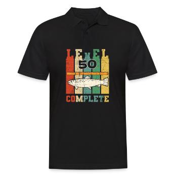 Level 50 Complete Retro Fisherman Vintage Trout - Men's Polo Shirt - black - Front - Kai (181cm)