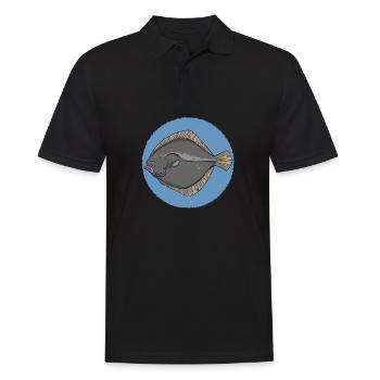 Plattfisch Scholle Flunder Klische Brandungsangeln - Männer Poloshirt - Schwarz - Vorne - Kai (181cm)
