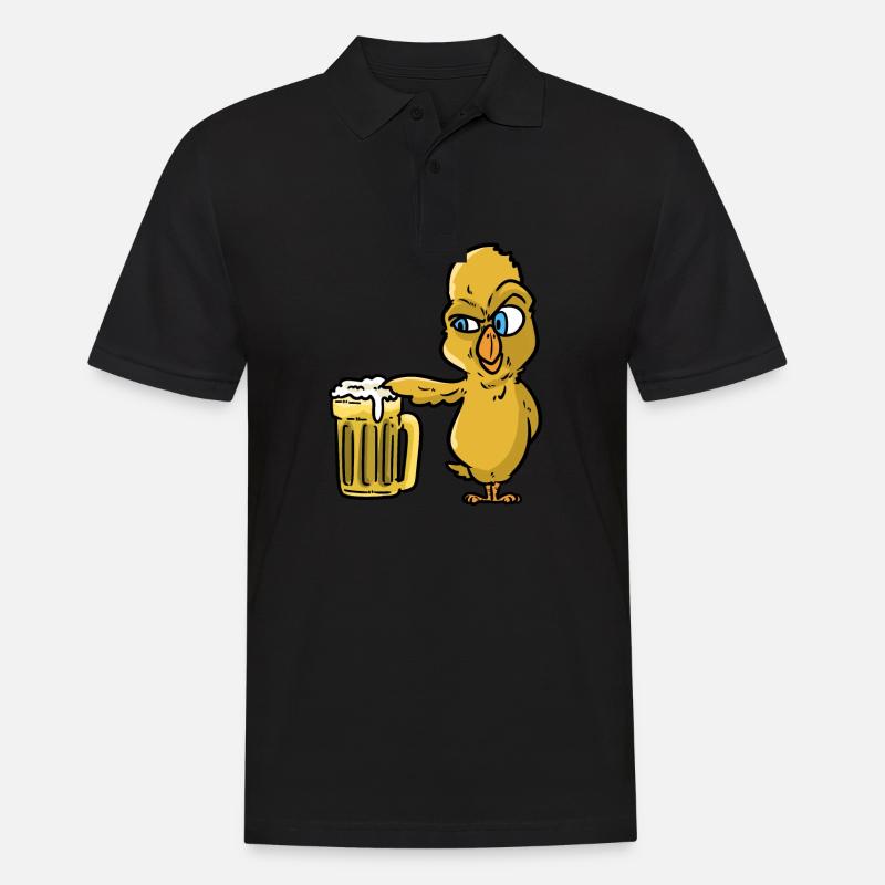 Kücken mit Bier - Männer Poloshirt - Schwarz