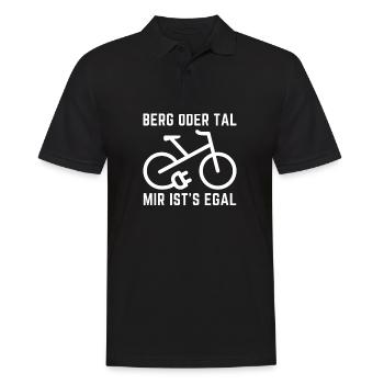 E-Bike Berg oder Tal Mir ist es egal - Männer Poloshirt - Schwarz - Vorne - Kai (181cm)