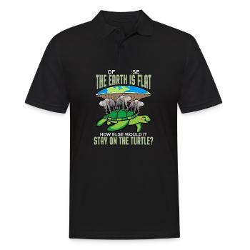 Flat Earth Society turtle elephant gift - Men's Polo Shirt - black - Front - Kai (181cm)