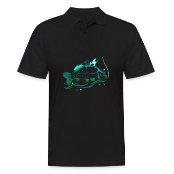 Angel fish carp creative art angler gift - Men's Polo Shirt - black - Front - Kai (181cm)