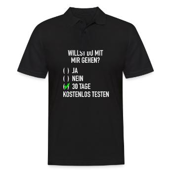 willst du mit mir gehen? Kostenlos Testen Ironie - Männer Poloshirt - Schwarz - Vorne - Kai (181cm)