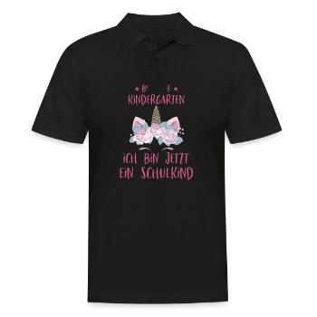 Bye Kindergarten Schule Einhorn Schulkind Geschenk - Männer Poloshirt - Schwarz - Vorne - Kai (181cm)