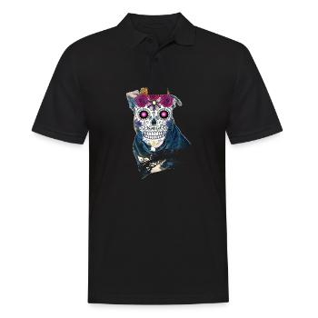 Pitbull Sugar skull - Halloween - Men's Polo Shirt - black - Front - Kai (181cm)