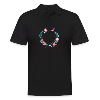 Blumen Blume Blumenkranz selbst gestalten - Männer Poloshirt - Schwarz - Vorne - Kai (181cm)