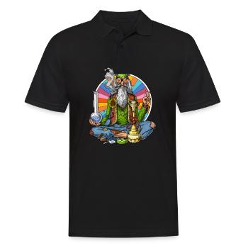 Hippie Stoner - Männer Poloshirt - Schwarz - Vorne - Kai (181cm)