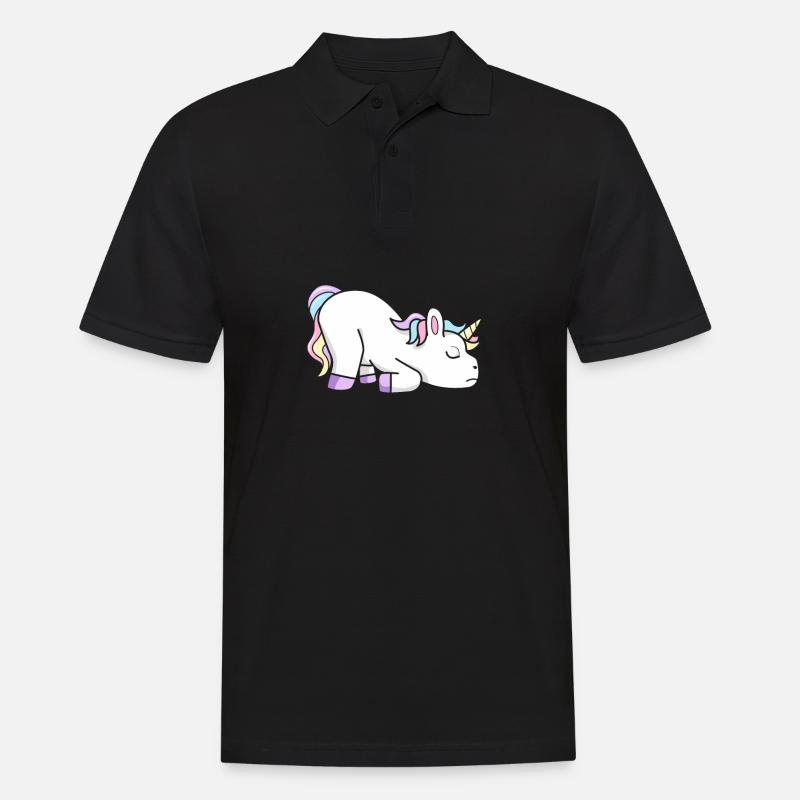 Einhorn Müde - Männer Poloshirt - Schwarz