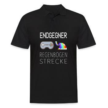Endgegner Regenbogenstrecke Mario Kart Gaming - Männer Poloshirt - Schwarz - Vorne - Kai (181cm)