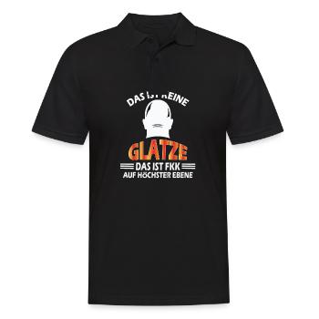 Glatze FKK - Männer Poloshirt - Schwarz - Vorne - Kai (181cm)