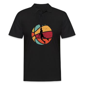 Vintage retro basketball 70s sport - Men's Polo Shirt - black - Front - Kai (181cm)