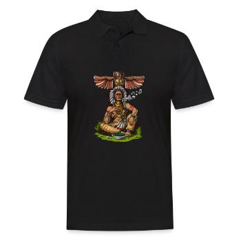 Native American Chief Smoking Weed - Men's Polo Shirt - black - Front - Kai (181cm)