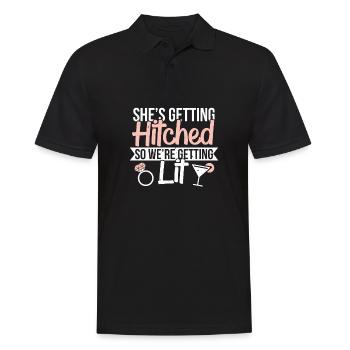 Lustiger Spruch für den Junggesellinnenabschied - Männer Poloshirt - Schwarz - Vorne - Kai (181cm)