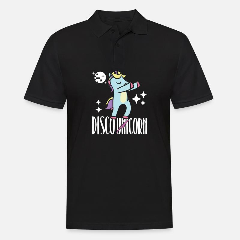 Disco Einhorn - Männer Poloshirt - Schwarz