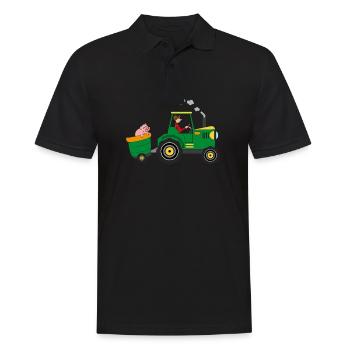 Tracteur agriculteur professions remorque garçon sans texte - Polo Homme - noir - Devant - Kai (181cm)