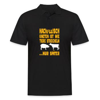 Hackfleisch Kneten Ist Wie Tiere Streicheln Nur Sp - Männer Poloshirt - Schwarz - Vorne - Kai (181cm)