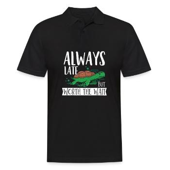 Ich bin immer zu spät - Männer Poloshirt - Schwarz - Vorne - Kai (181cm)