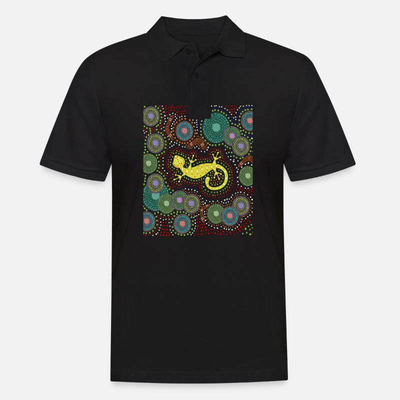 Kunstgecko der Aborigines - Männer Poloshirt - Schwarz