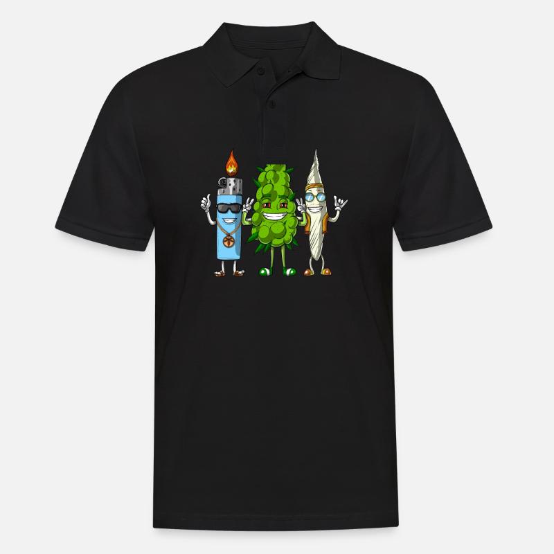 Weed Bud Lighter Joint - Männer Poloshirt - Schwarz