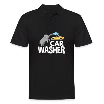 Ein Elefant der Autos wäscht mit dem Rüssel - Männer Poloshirt - Schwarz - Vorne - Kai (181cm)