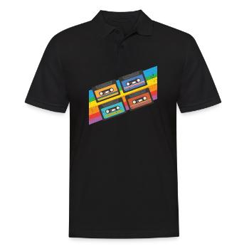 Vintage colorful cassette tape - Men's Polo Shirt - black - Front - Kai (181cm)