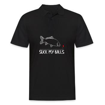 Karpfen Angler Fischer Fisch Suck My Balls Carp - Männer Poloshirt - Schwarz - Vorne - Kai (181cm)