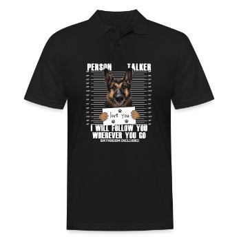 Funny German Shepherd Stalker Cartoon - Männer Poloshirt - Schwarz - Vorne - Kai (181cm)