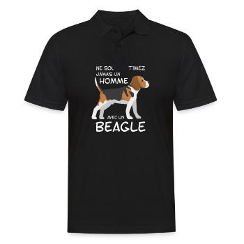 Ne Sous estimez Jamais Un Homme Avec Un Beagle - Polo Homme - noir - Devant - Kai (181cm)