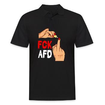 FCK AFD Design Gegen Rassismus Faschismus - Männer Poloshirt - Schwarz - Vorne - Kai (181cm)
