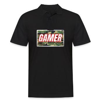 Camouflage Military Geschenke für Zocker Gamer - Männer Poloshirt - Schwarz - Vorne - Kai (181cm)