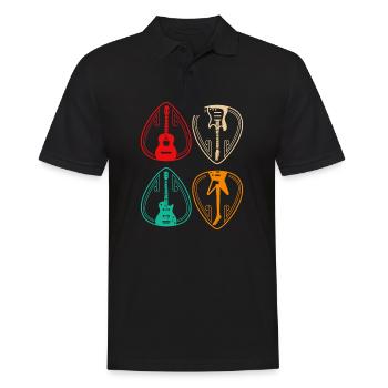 Vintage Guitar Pick Guitarist Gift - Men's Polo Shirt - black - Front - Kai (181cm)