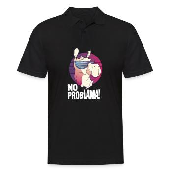 No Problama - Alpaka Lama lustiges Geschenk Motiv - Männer Poloshirt - Schwarz - Vorne - Kai (181cm)