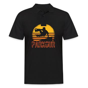 Parkourläufer Race Running Jumping Freilaufender - Männer Poloshirt - Schwarz - Vorne - Kai (181cm)