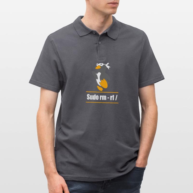 Tux Linux Penguin Sudo Rm Rf Geek Hacker Men's Polo Shirt