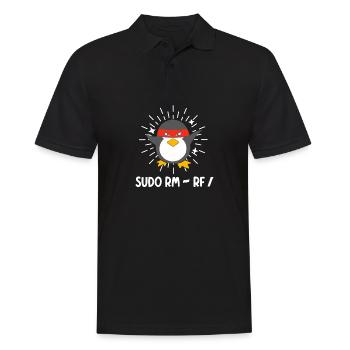 Tux Linux Penguin Sudo Rm Rf Geek Hacker - Polo Homme - noir - Devant - Kai (181cm)