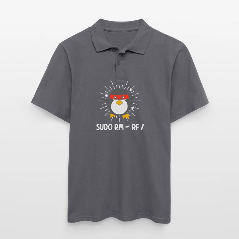 Tux Linux Penguin Sudo Rm Rf Geek Hacker Men's Polo Shirt