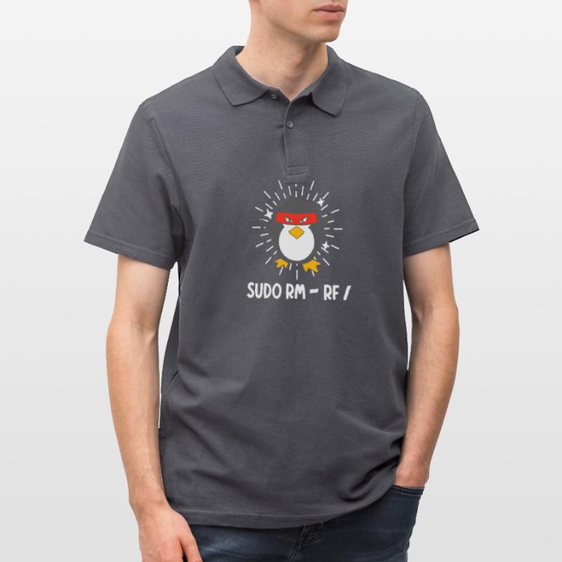 Tux Linux Pinguin Sudo Rm Rf Computerfreak Hacker Männer Poloshirt