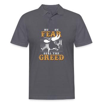 Buy fear and sell greed saying - Men's Polo Shirt - charcoal grey - Front - Nico (186cm)