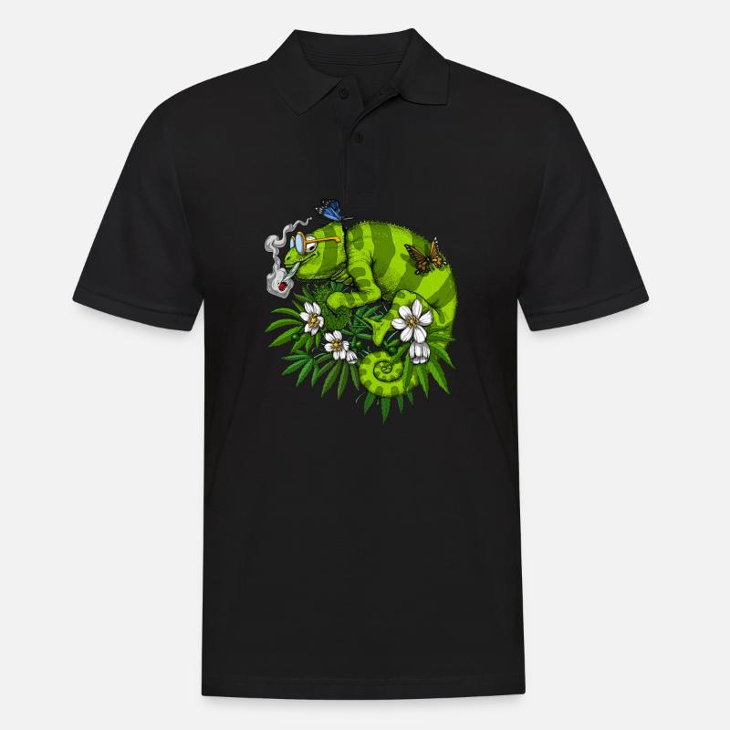 Chamäleon Rauchendes Gras - Männer Poloshirt - Schwarz