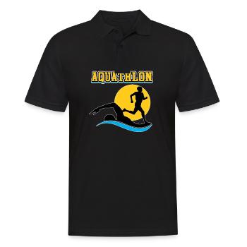 Aquathlon ein Sport ist nicht genug Swim And Run - Männer Poloshirt - Schwarz - Vorne - Kai (181cm)
