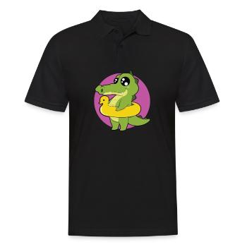 Krokodil Echse Alligator Kroko Reptil - Männer Poloshirt - Schwarz - Vorne - Kai (181cm)