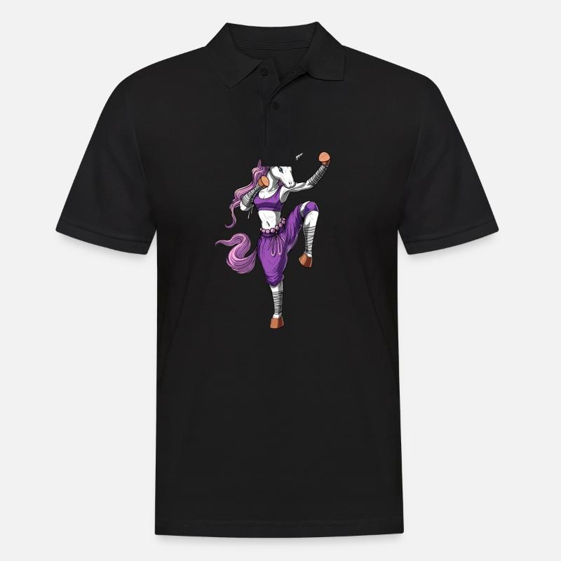 Einhorn Kickboxen Ninja - Männer Poloshirt - Schwarz