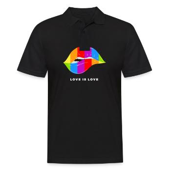 Love Is Love Pride Month Lips Rainbow - Männer Poloshirt - Schwarz - Vorne - Kai (181cm)