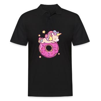 Nette Einhorn Donut Mädchen Kinder - Männer Poloshirt - Schwarz - Vorne - Kai (181cm)