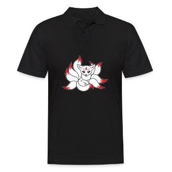 Kitsune Kami Inari Kawaii Maske Japanischer Fuchs - Männer Poloshirt - Schwarz - Vorne - Kai (181cm)