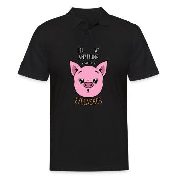 I don't eat anything that has eyelashes Vegan Love for animals - Men's Polo Shirt - black - Front - Kai (181cm)