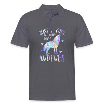Nur ein Mädchen, das Wölfe liebt - Wolfsmädchen - Männer Poloshirt - Anthrazit - Vorne - Nico (186cm)