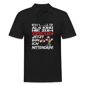 Ich wollte als Kind nie zum Zirkus Affenzirkus - Männer Poloshirt - Schwarz - Vorne - Kai (181cm)